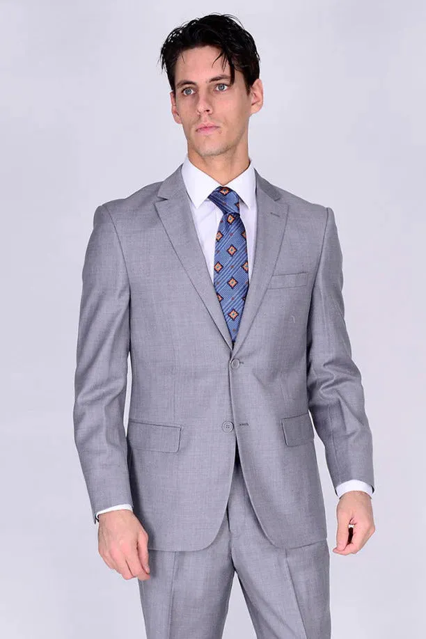 Mantoni Suit - Wool Suit - Business Suit Black Suit - Modern Fit 2 Buttons Style