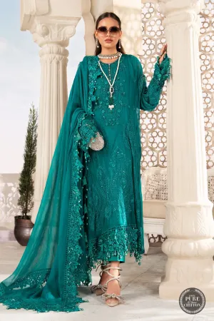 Maria B Mbroidered Chiffon EID 2022 | MPC-22-203-Deep and Sea Green