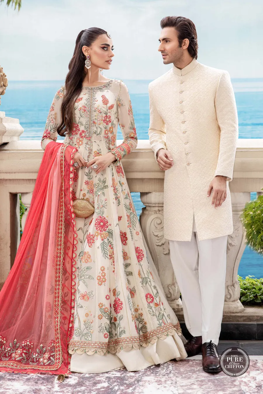 Maria.B | Embroidered Chiffon Collection '23 | MPC-23-106 Cloud white floral