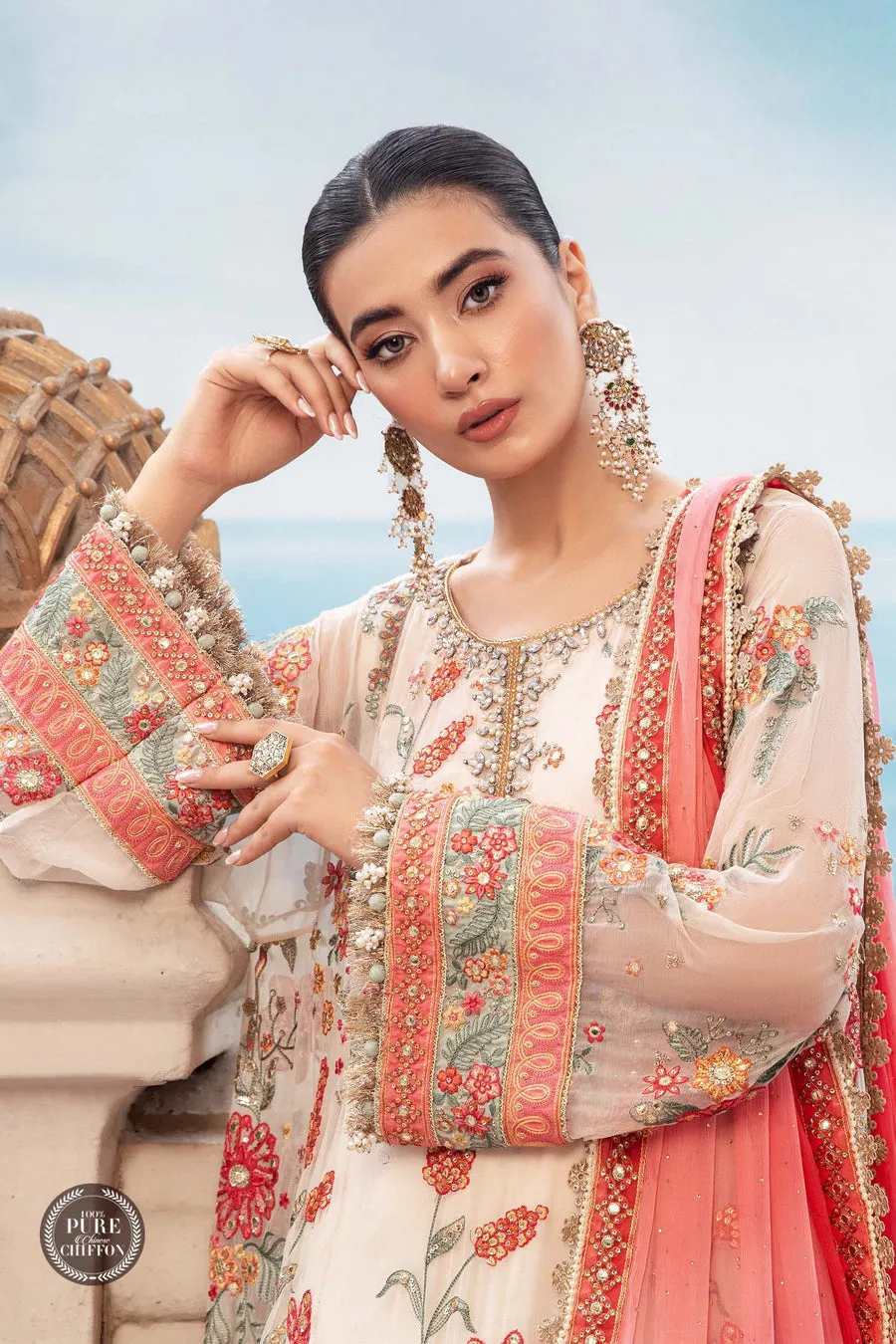 Maria.B | Embroidered Chiffon Collection '23 | MPC-23-106 Cloud white floral