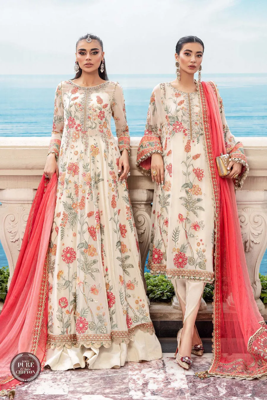 Maria.B | Embroidered Chiffon Collection '23 | MPC-23-106 Cloud white floral
