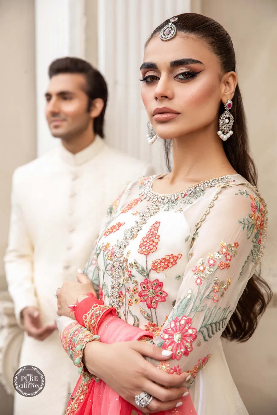 Maria.B | Embroidered Chiffon Collection '23 | MPC-23-106 Cloud white floral