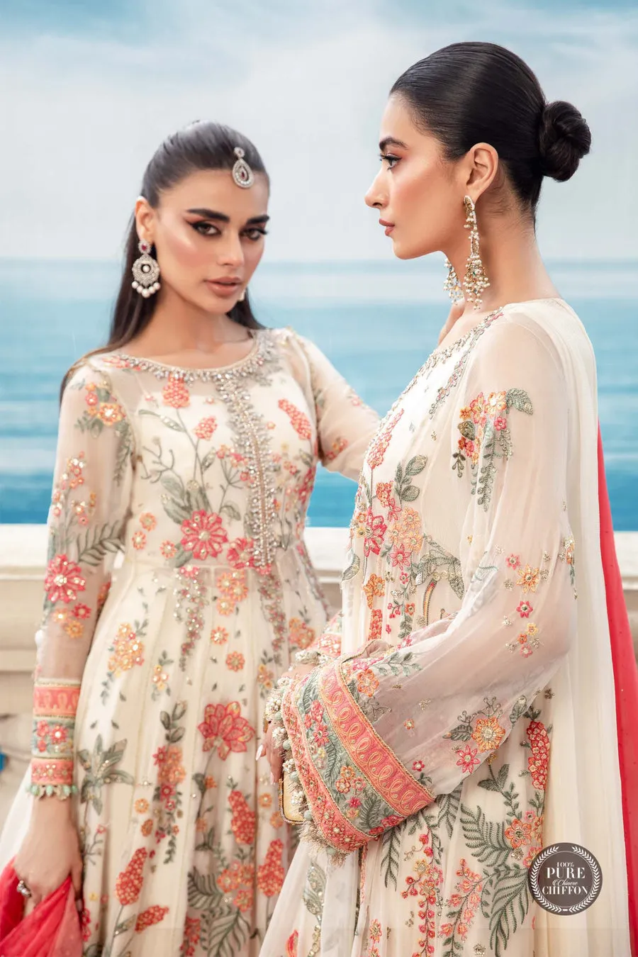 Maria.B | Embroidered Chiffon Collection '23 | MPC-23-106 Cloud white floral