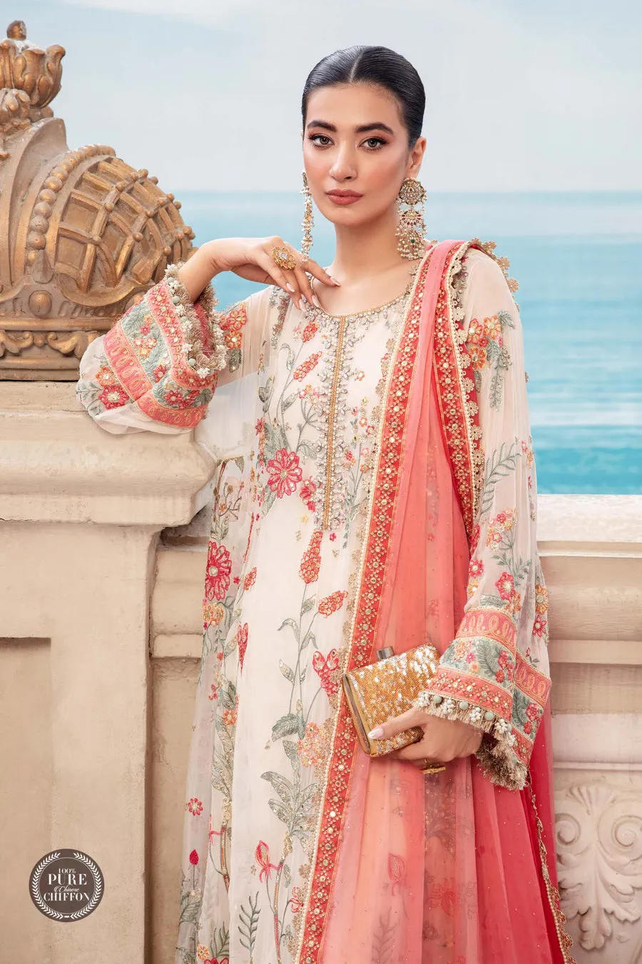 Maria.B | Embroidered Chiffon Collection '23 | MPC-23-106 Cloud white floral
