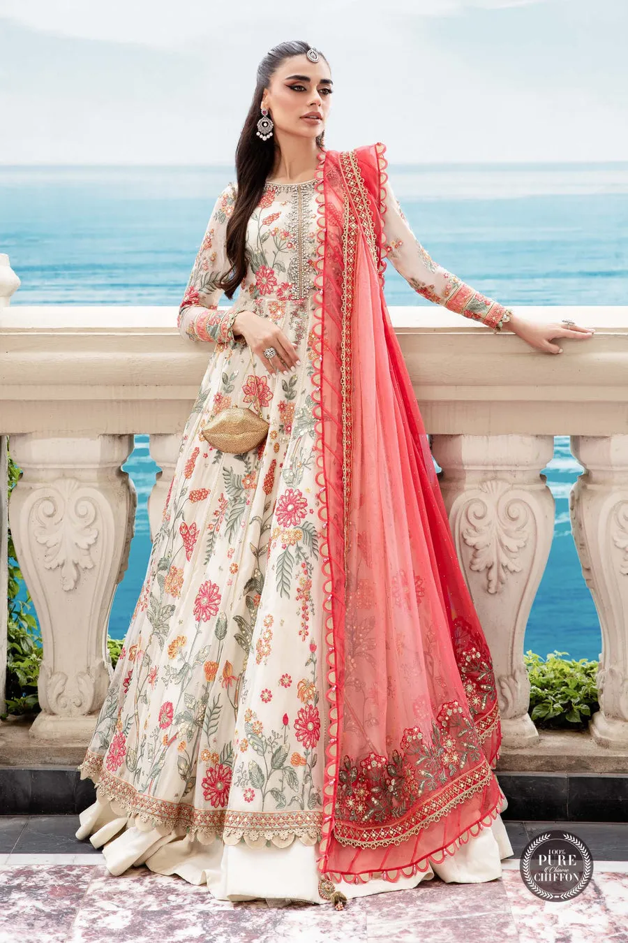 Maria.B | Embroidered Chiffon Collection '23 | MPC-23-106 Cloud white floral