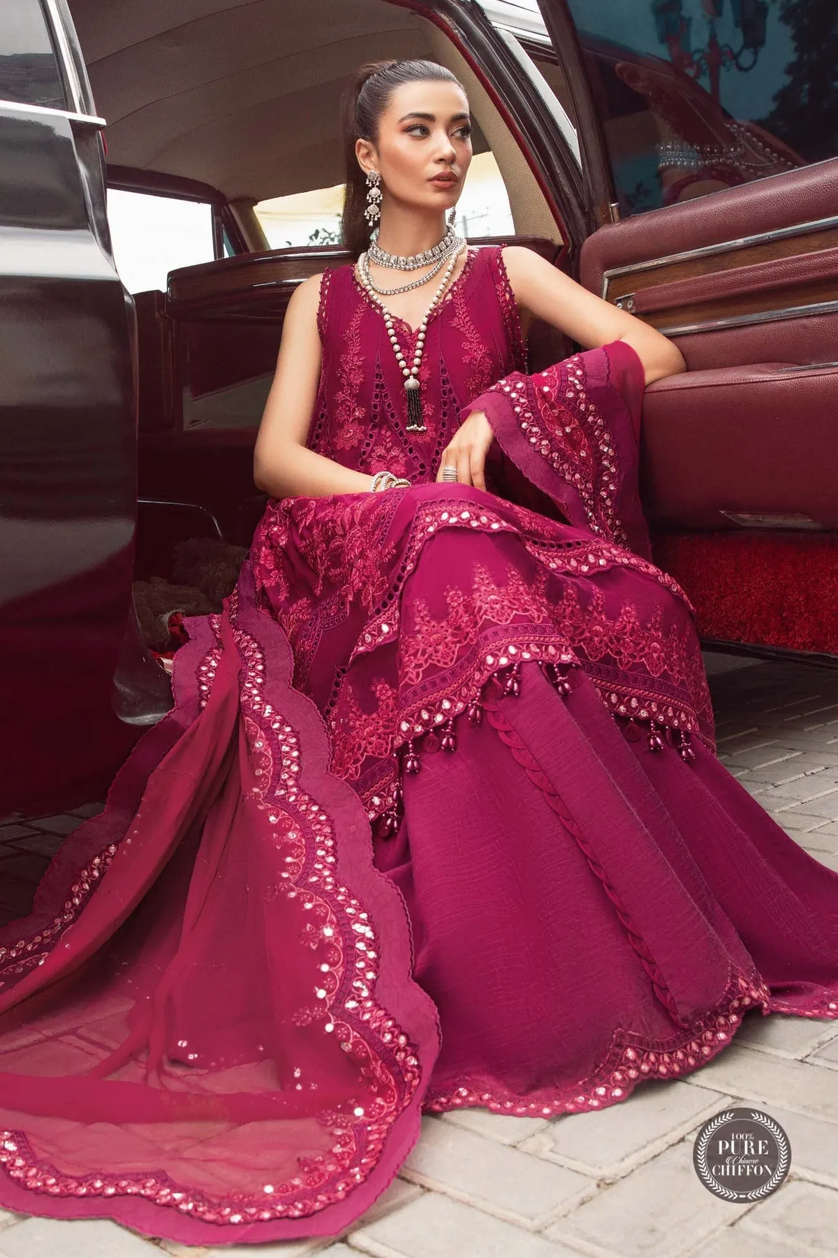 Maria.B | Embroidered Chiffon Collection '23 | MPC-23-107 Magenta Pink