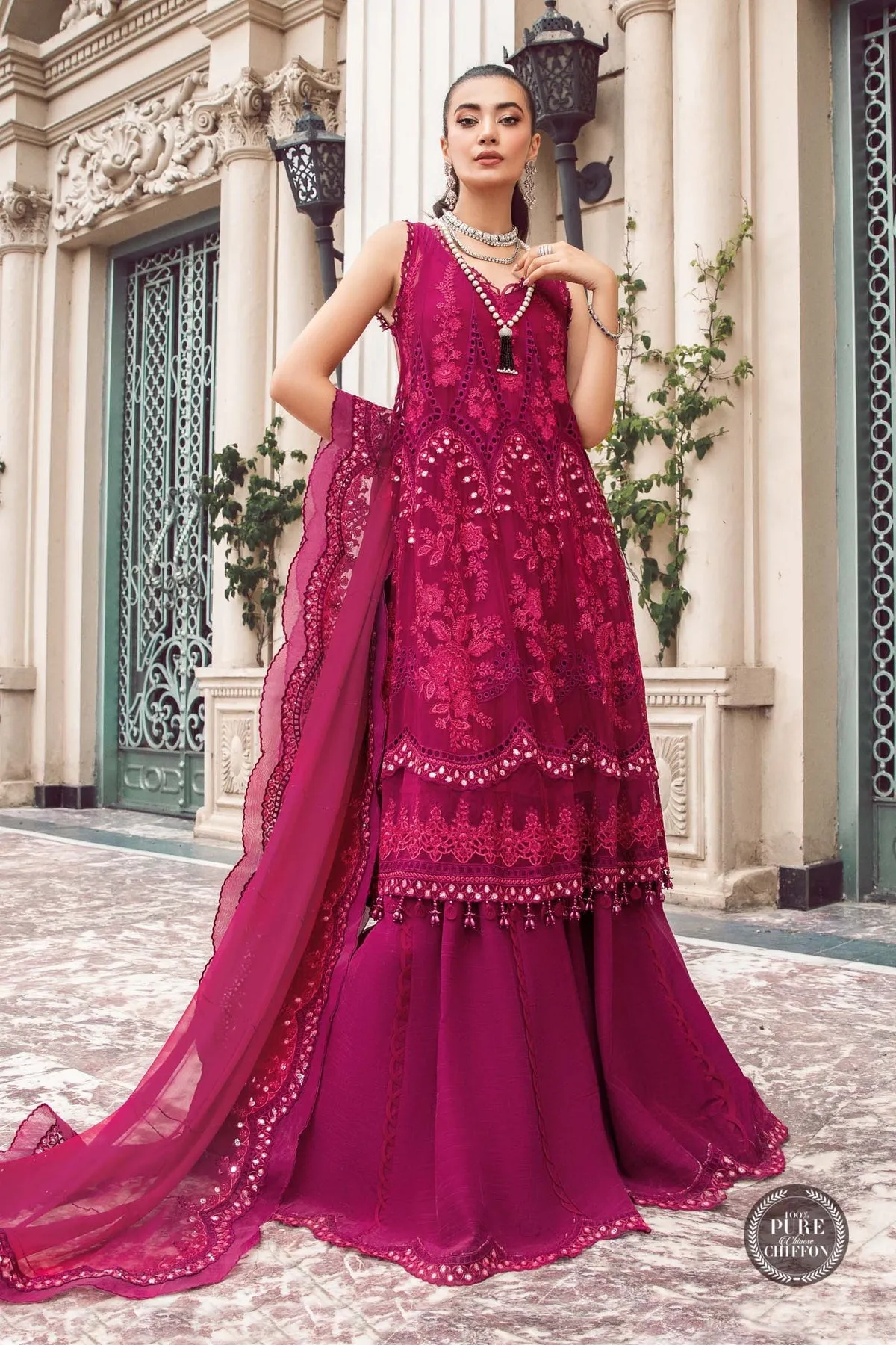 Maria.B | Embroidered Chiffon Collection '23 | MPC-23-107 Magenta Pink