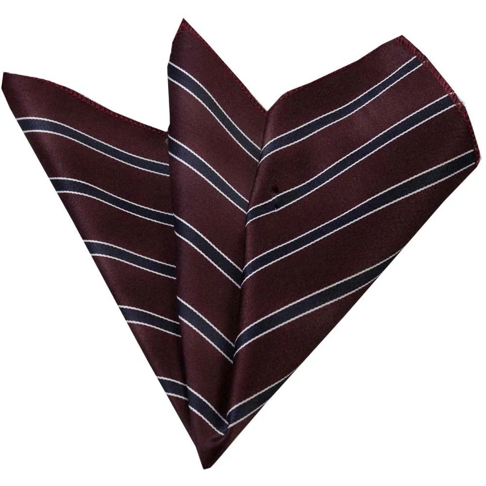 Maroon With Black Plaids Mens Pocket Square - Premium Silk Handkerchiefs for Suits