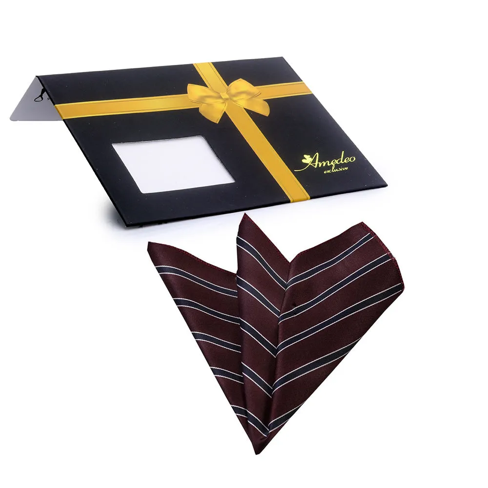 Maroon With Black Plaids Mens Pocket Square - Premium Silk Handkerchiefs for Suits