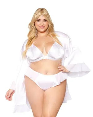 Matte Satin Robe, Bralette & Thong Set