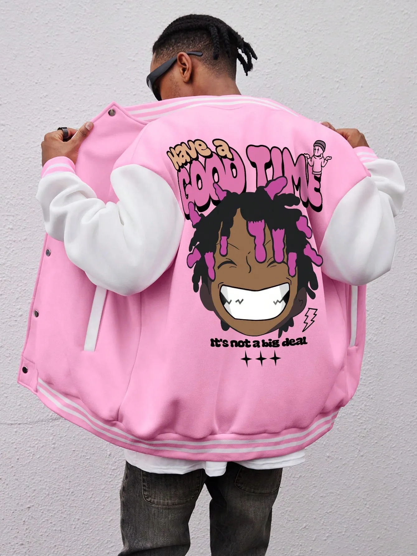 Men Street Fashion Hip-Hop Baseball Jacket ,Back To School Going Out Graphic Baseball Long Sleeve Color Block Jacket, For Friends, Husband, Boyfriend Gifts