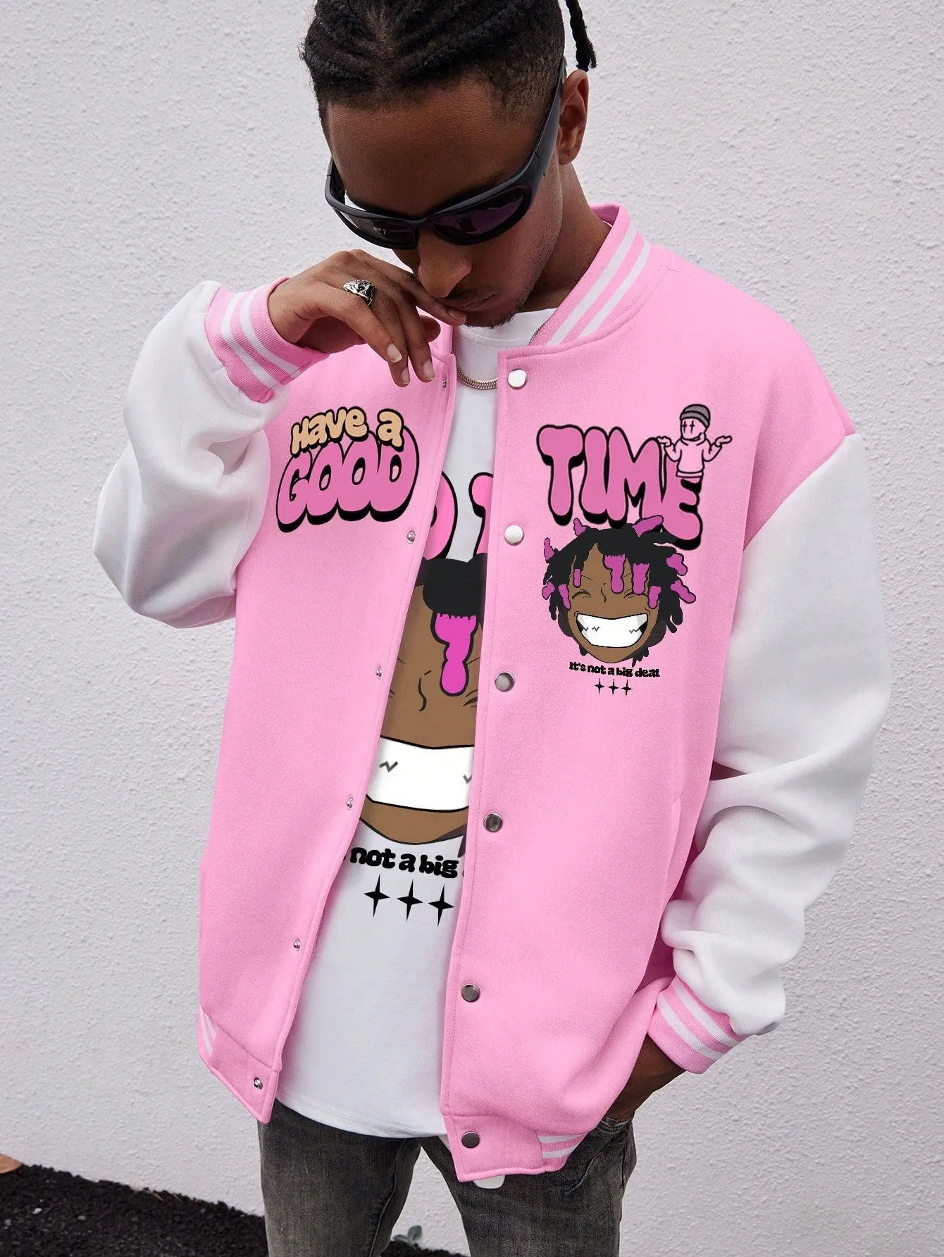 Men Street Fashion Hip-Hop Baseball Jacket ,Back To School Going Out Graphic Baseball Long Sleeve Color Block Jacket, For Friends, Husband, Boyfriend Gifts