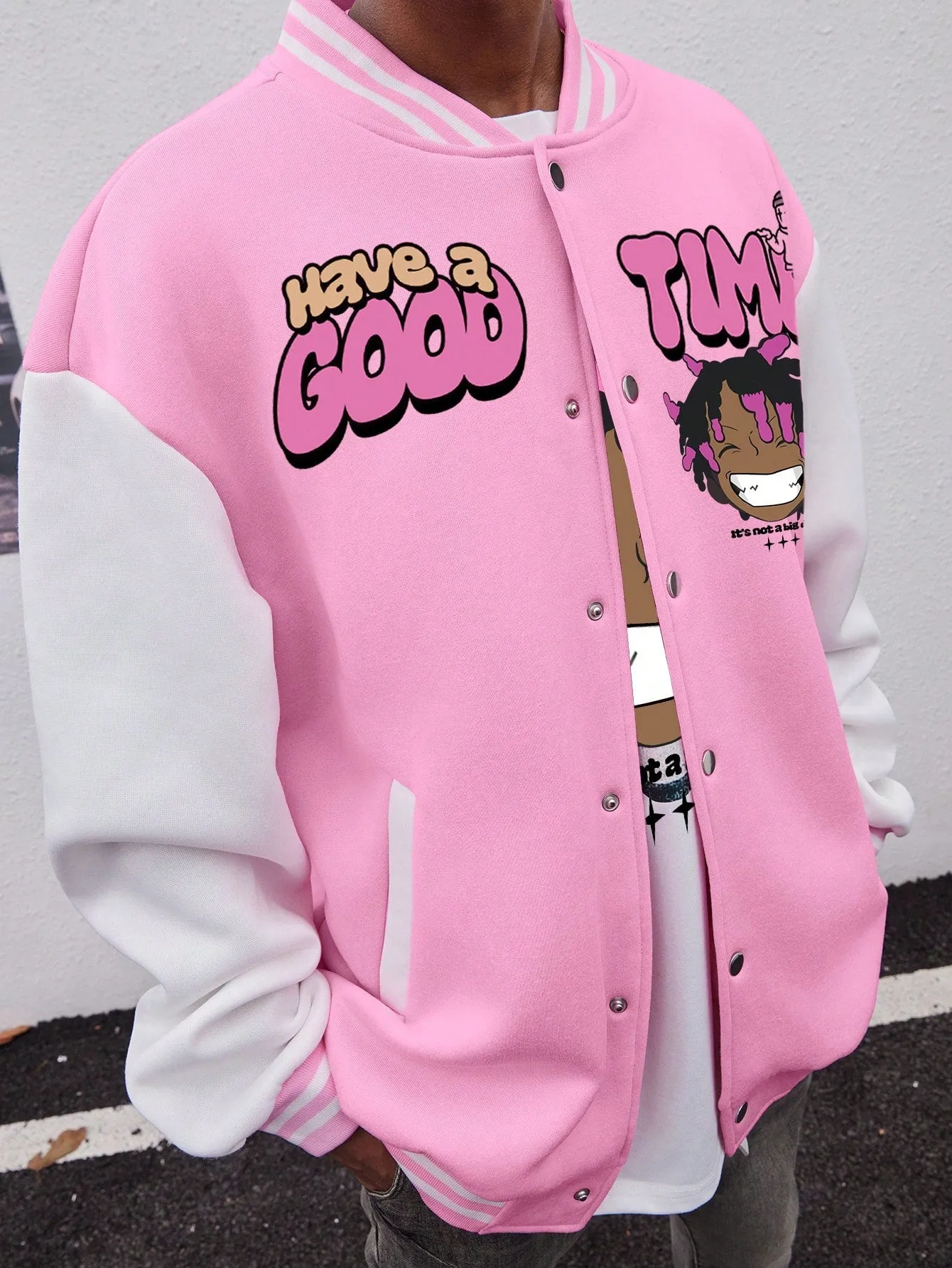Men Street Fashion Hip-Hop Baseball Jacket ,Back To School Going Out Graphic Baseball Long Sleeve Color Block Jacket, For Friends, Husband, Boyfriend Gifts