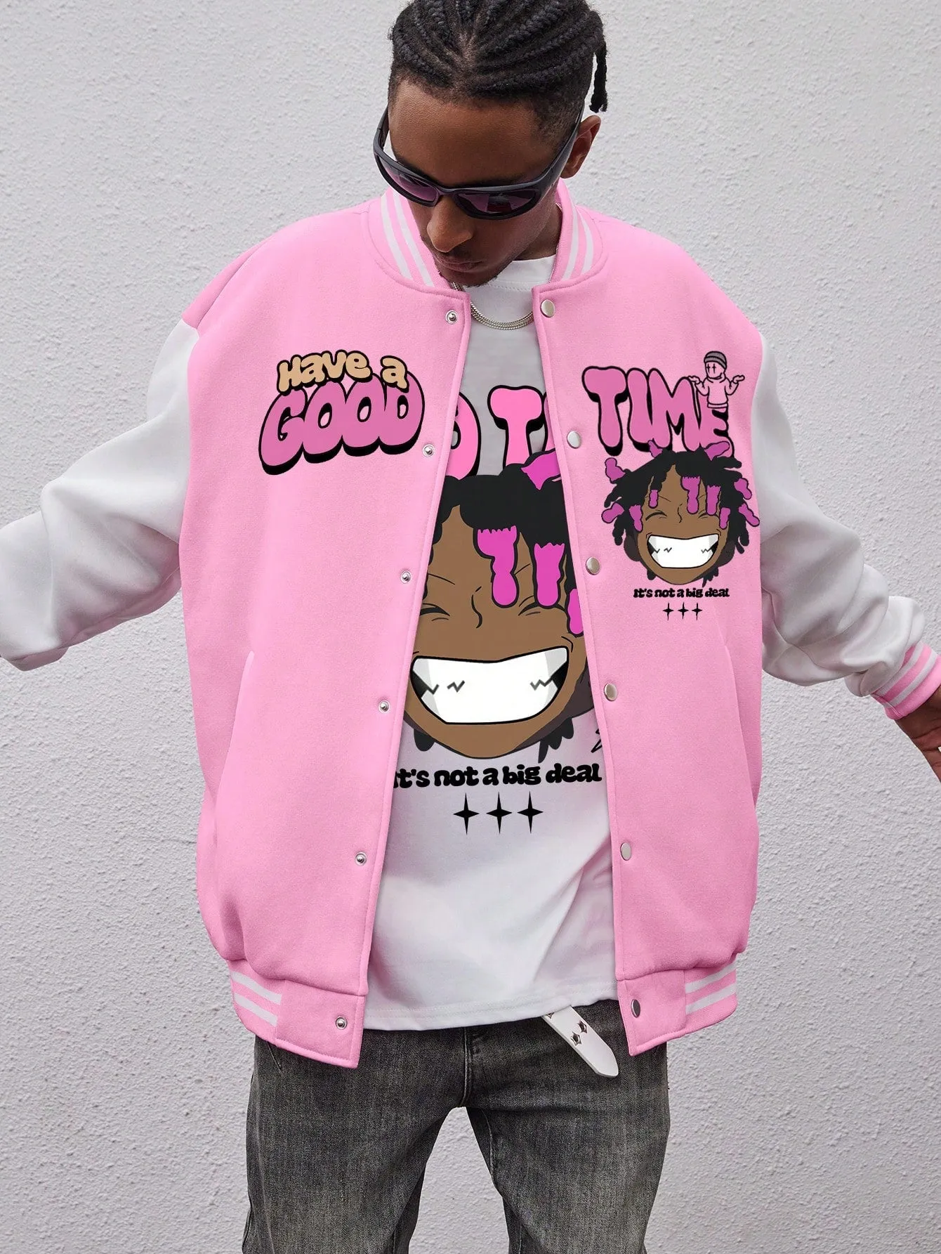 Men Street Fashion Hip-Hop Baseball Jacket ,Back To School Going Out Graphic Baseball Long Sleeve Color Block Jacket, For Friends, Husband, Boyfriend Gifts