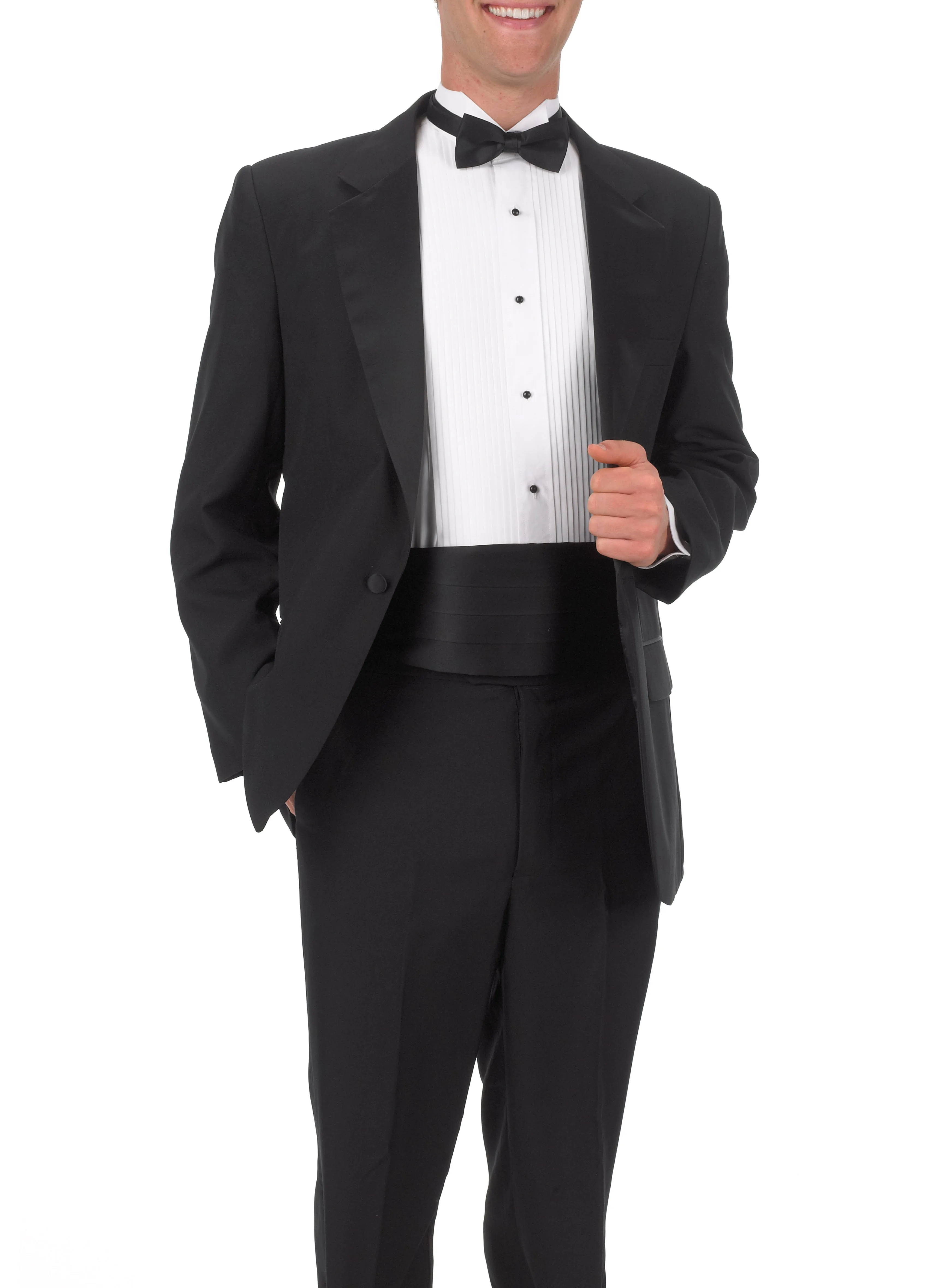 Men's Black, Single Breasted, 1-Button, Satin Notch Lapel Tuxedo Jacket