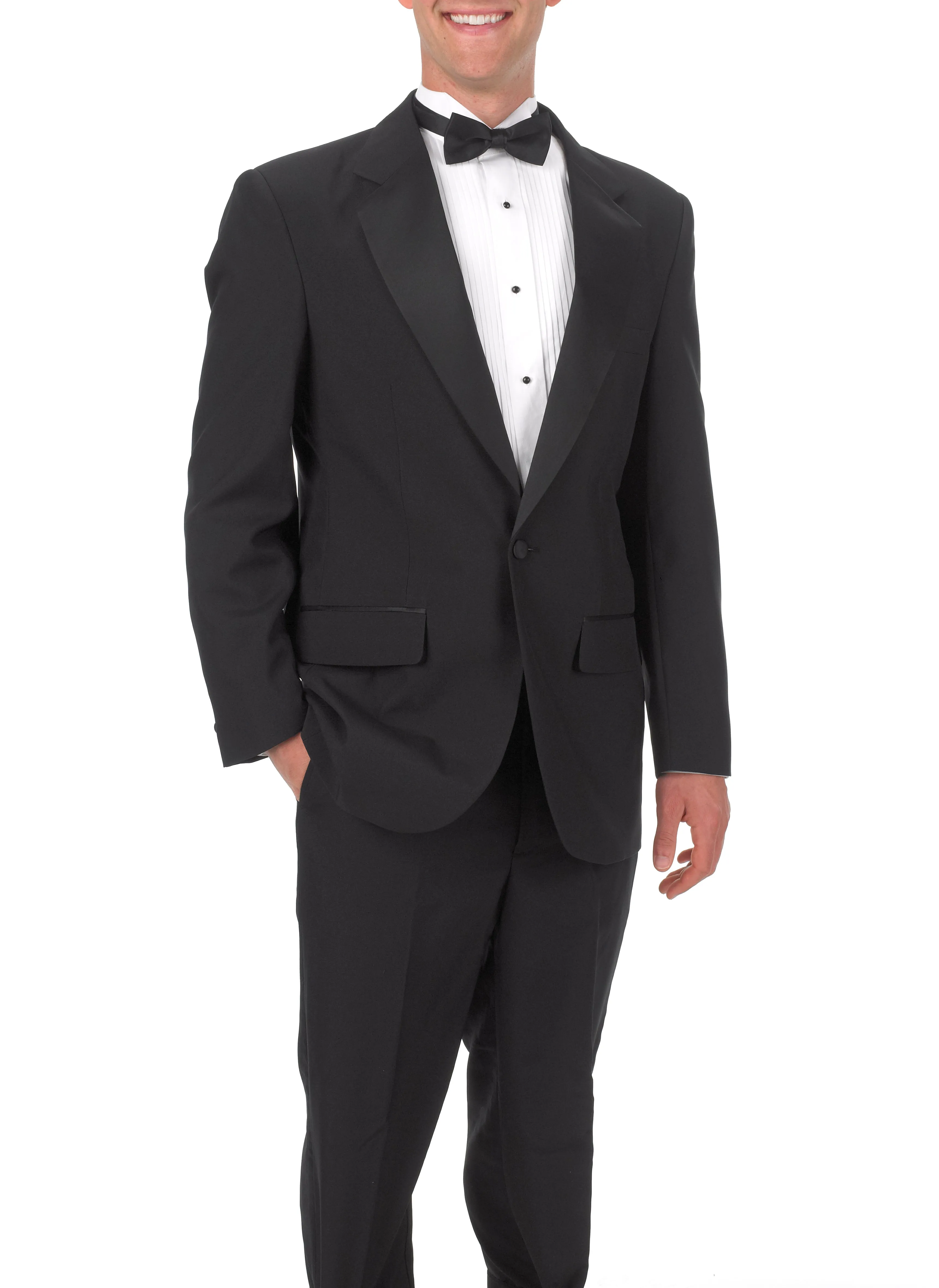 Men's Black, Single Breasted, 1-Button, Satin Notch Lapel Tuxedo Jacket