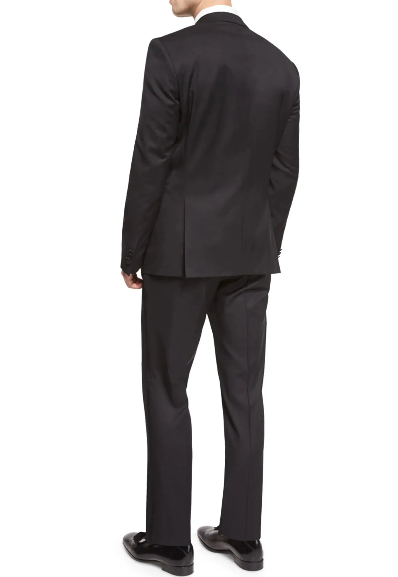 Men's Black, Single Breasted, 1-Button, Satin Peak Lapel Tuxedo Jacket