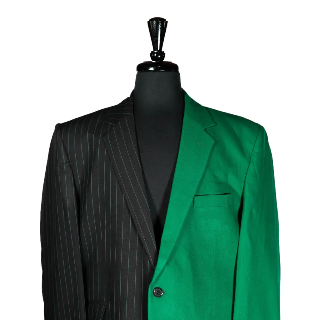 Men's Blazer Black Green Striped Tuxedo Jacket Sport Coat (44R)