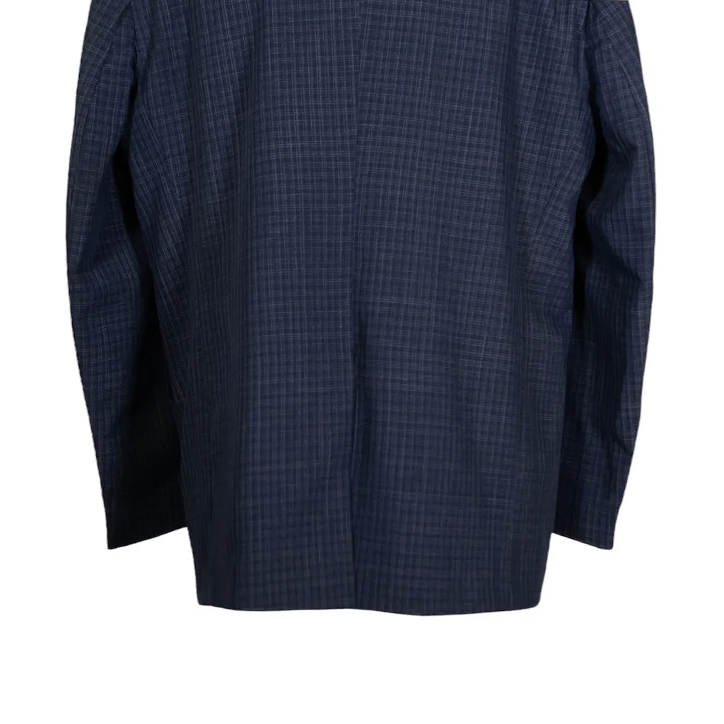 Men's Blazer Blue Check Plaid Wool Jacket Sport Coat (48R)
