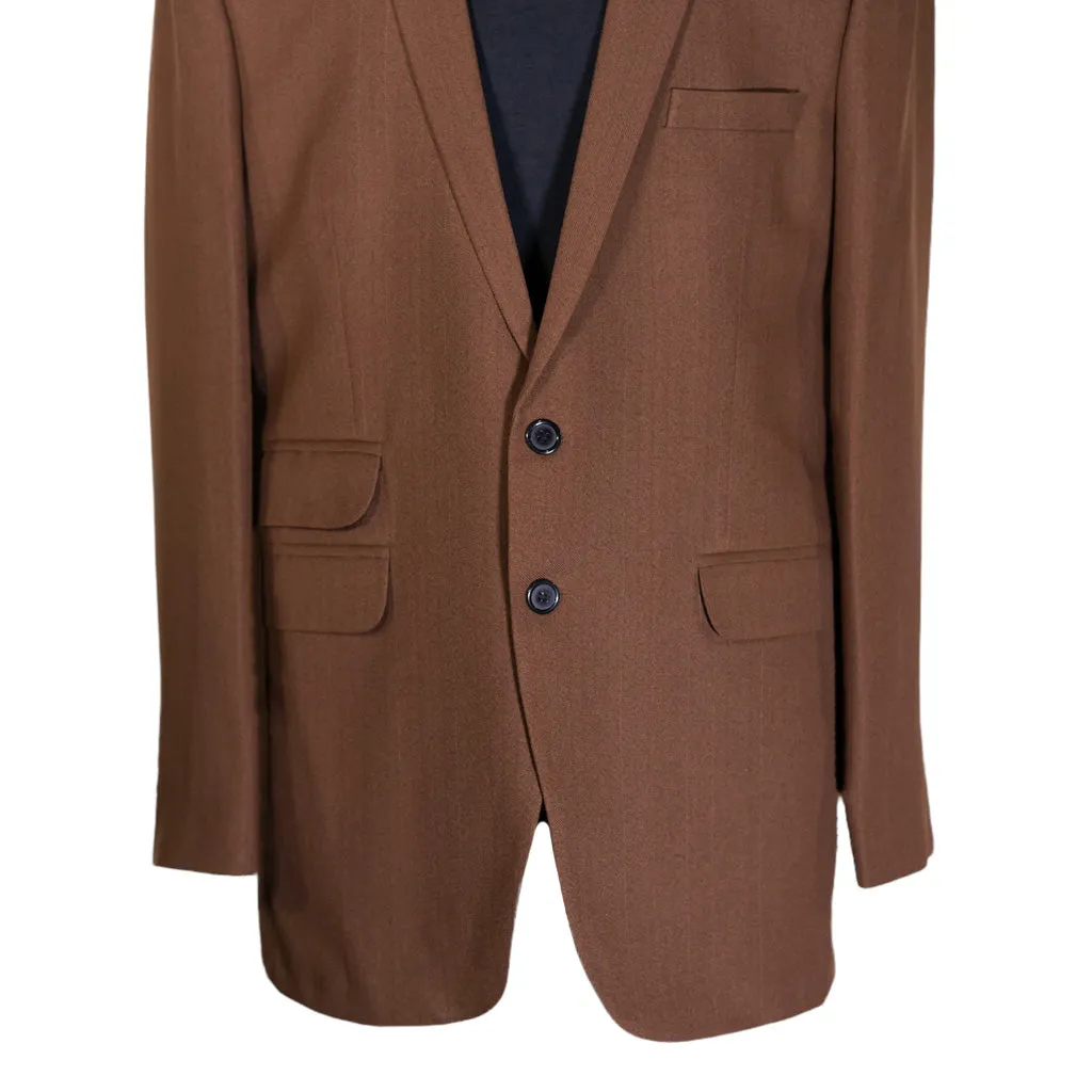 Men's Blazer Brown Red Striped Wool Jacket Sport Coat (40R)