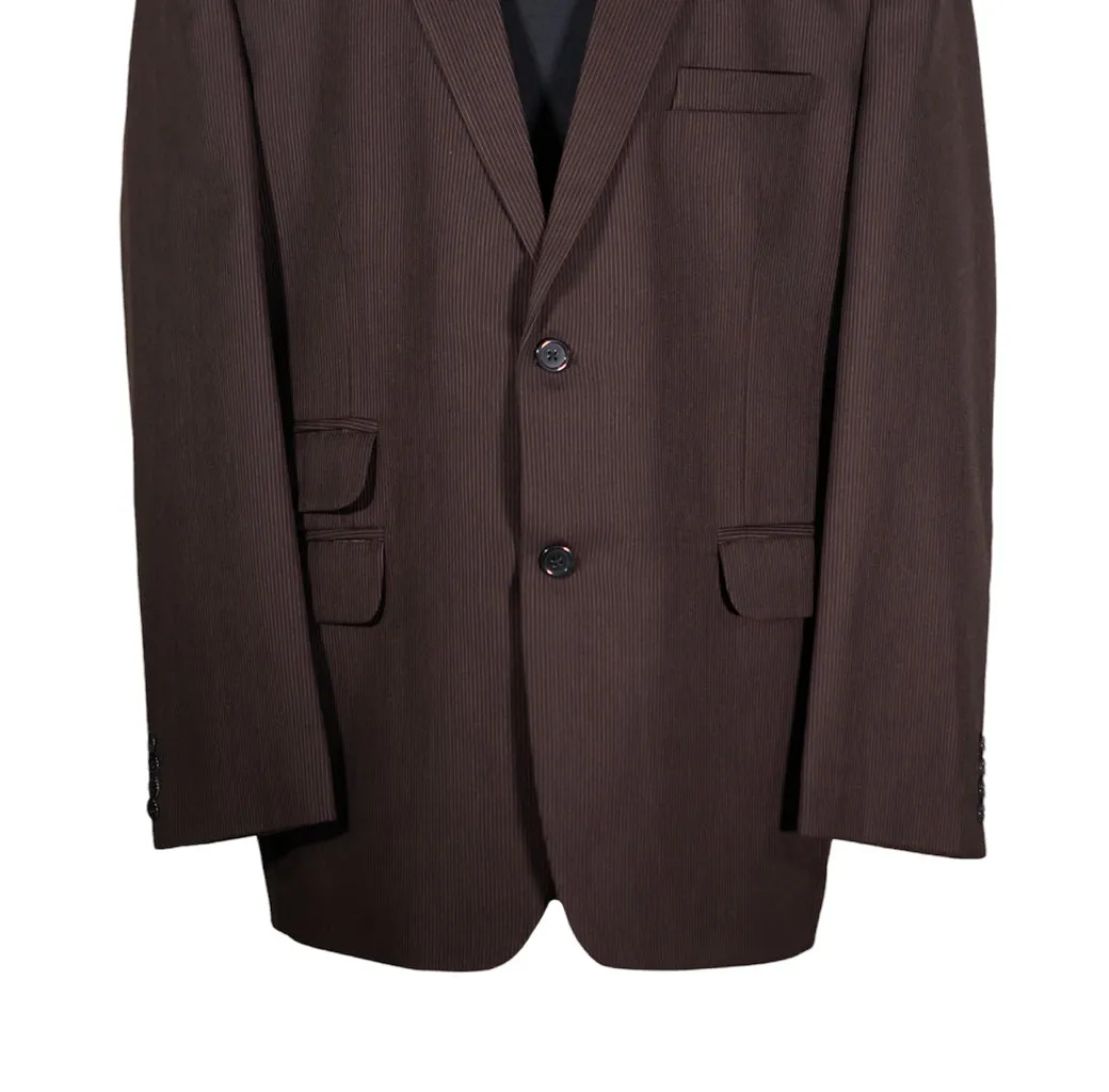 Men's Blazer Brown Striped Wool Jacket Sport Coat (48R)
