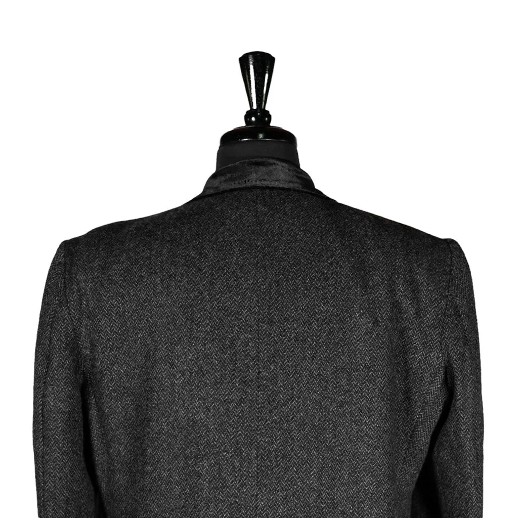 Men's Blazer Gray Herringbone Wool Velvet Jacket Sport Coat (42R)