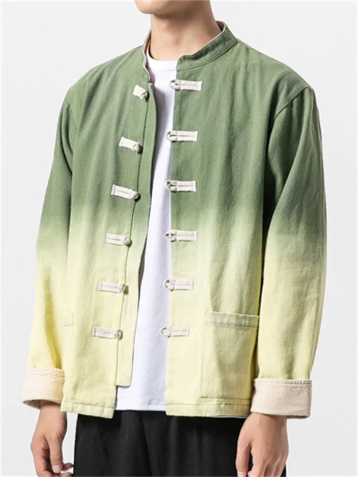 Men's Chinese Style Stand Collar Gradients Casual Jacket