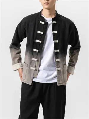 Men's Chinese Style Stand Collar Gradients Casual Jacket