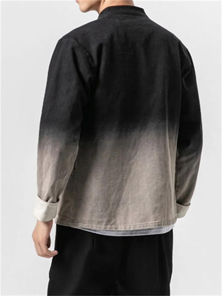 Men's Chinese Style Stand Collar Gradients Casual Jacket