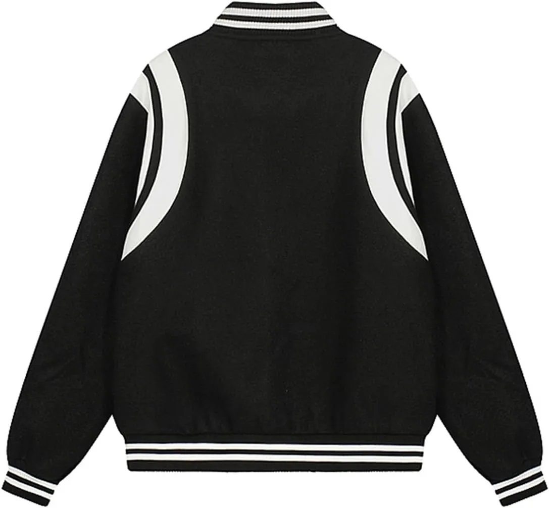 Men's Color Block Leather Letter Graphic Varsity Jackets Letterman Baseball Bomber Jackets Unisex Streetwear Coats