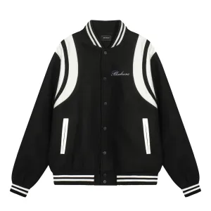 Men's Color Block Leather Letter Graphic Varsity Jackets Letterman Baseball Bomber Jackets Unisex Streetwear Coats