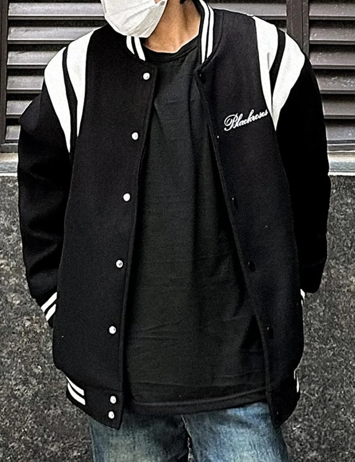 Men's Color Block Leather Letter Graphic Varsity Jackets Letterman Baseball Bomber Jackets Unisex Streetwear Coats