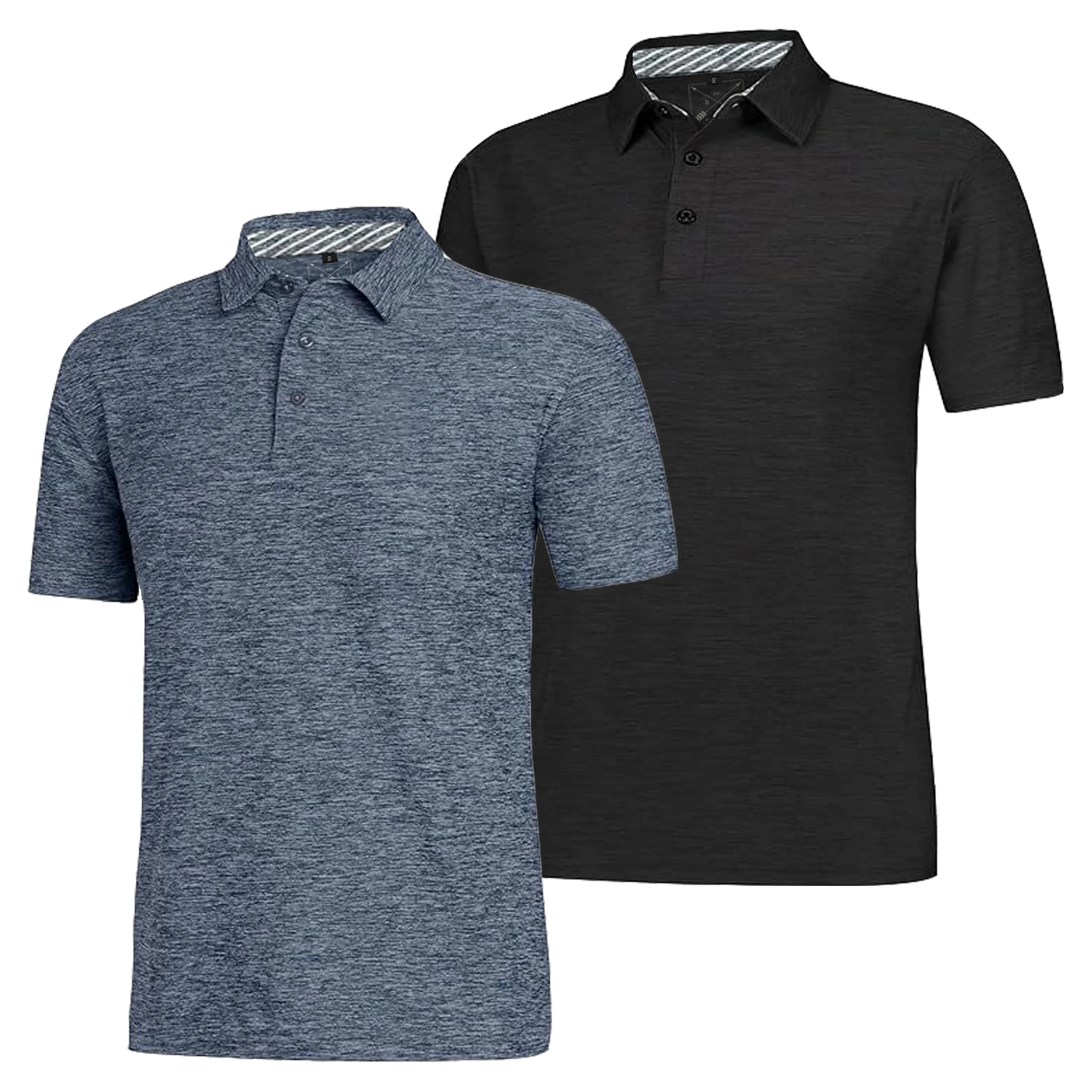 Men's Dry Fit Golf Polo - 2 Pack Charcoal & Red Marl