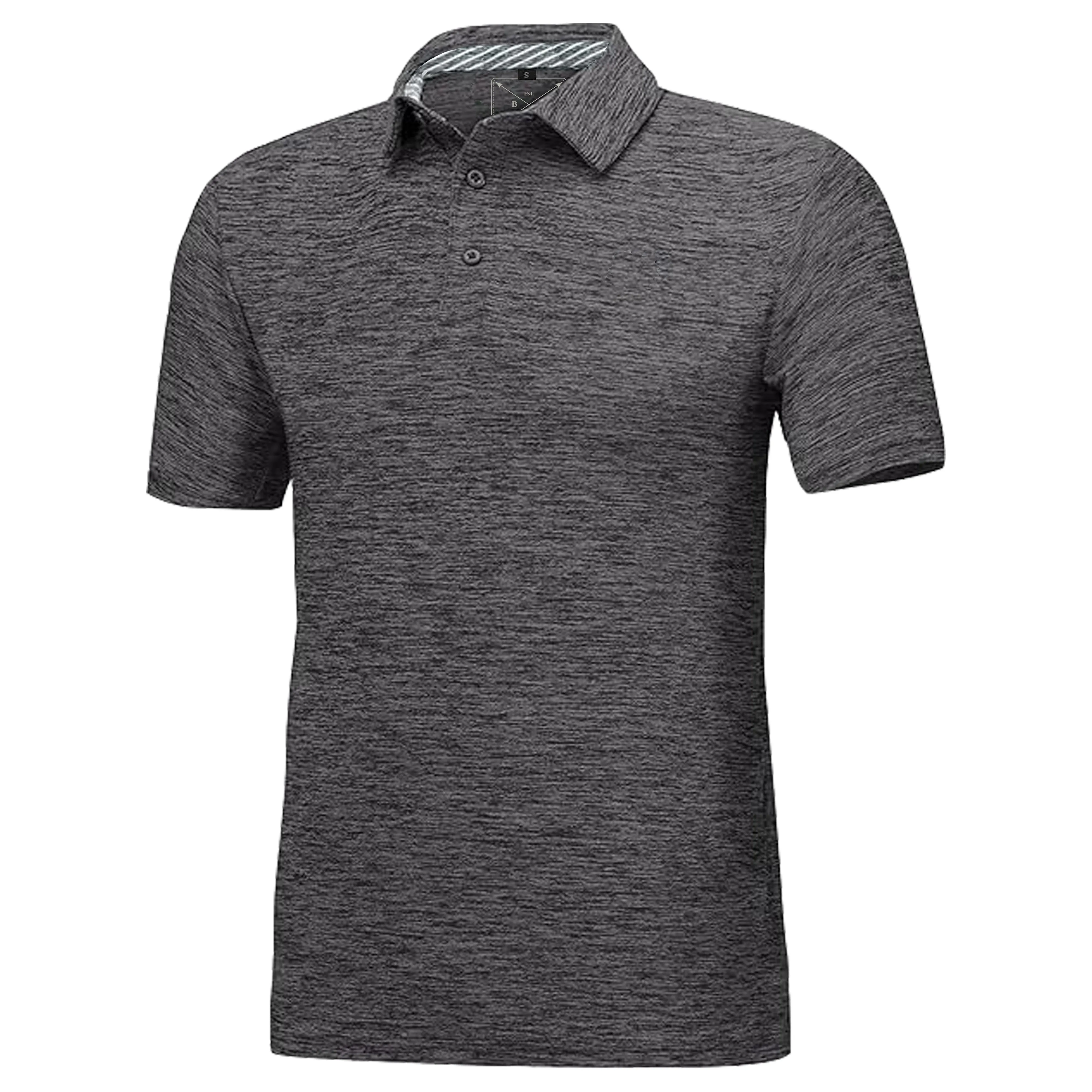 Men's Dry Fit Golf Polo - 2 Pack Charcoal & Red Marl