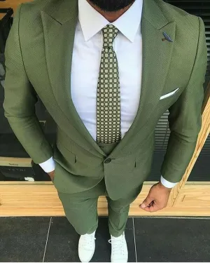 Men's Fashion Green 3PC Suit Up To 6XL