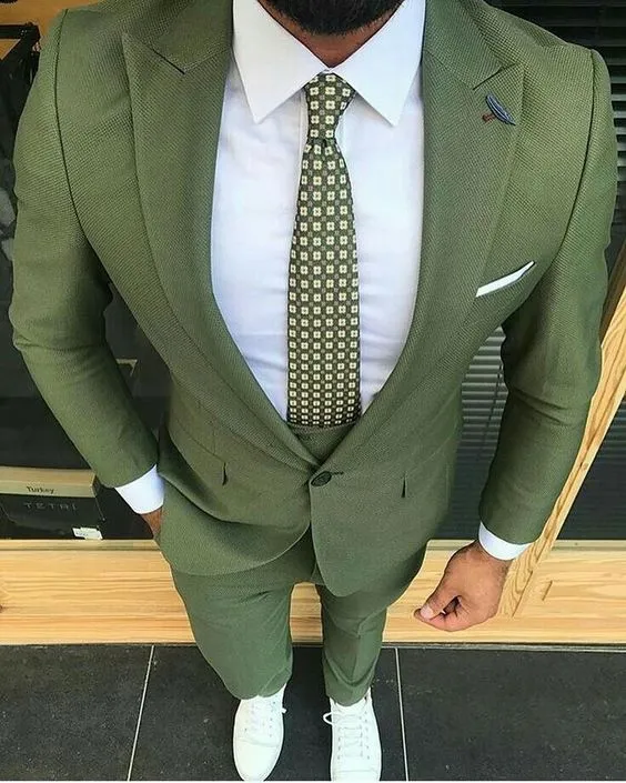 Men's Fashion Green 3PC Suit Up To 6XL