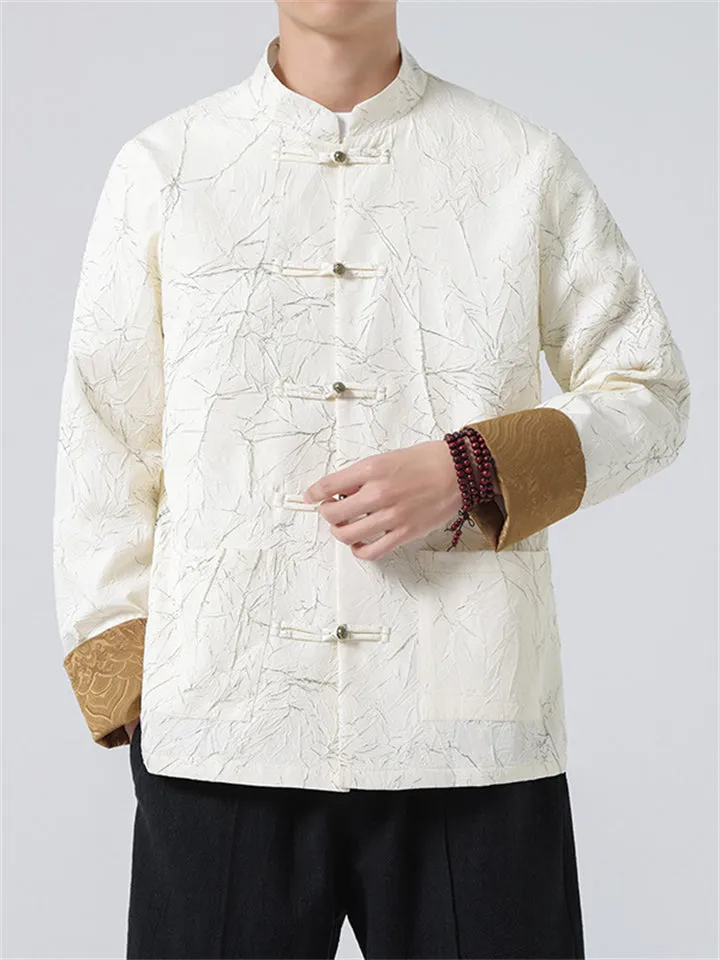 Men's Kungfu Tang Suit Stand Collar Patch Pocket Jacket