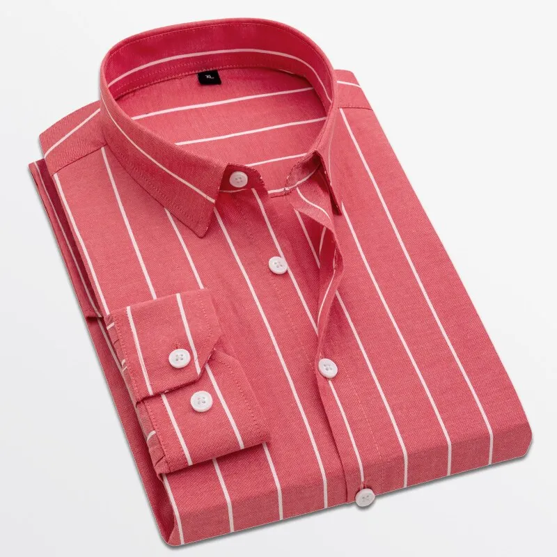 Men's Popular Broad Stripe Long Sleeved Dress Shirt