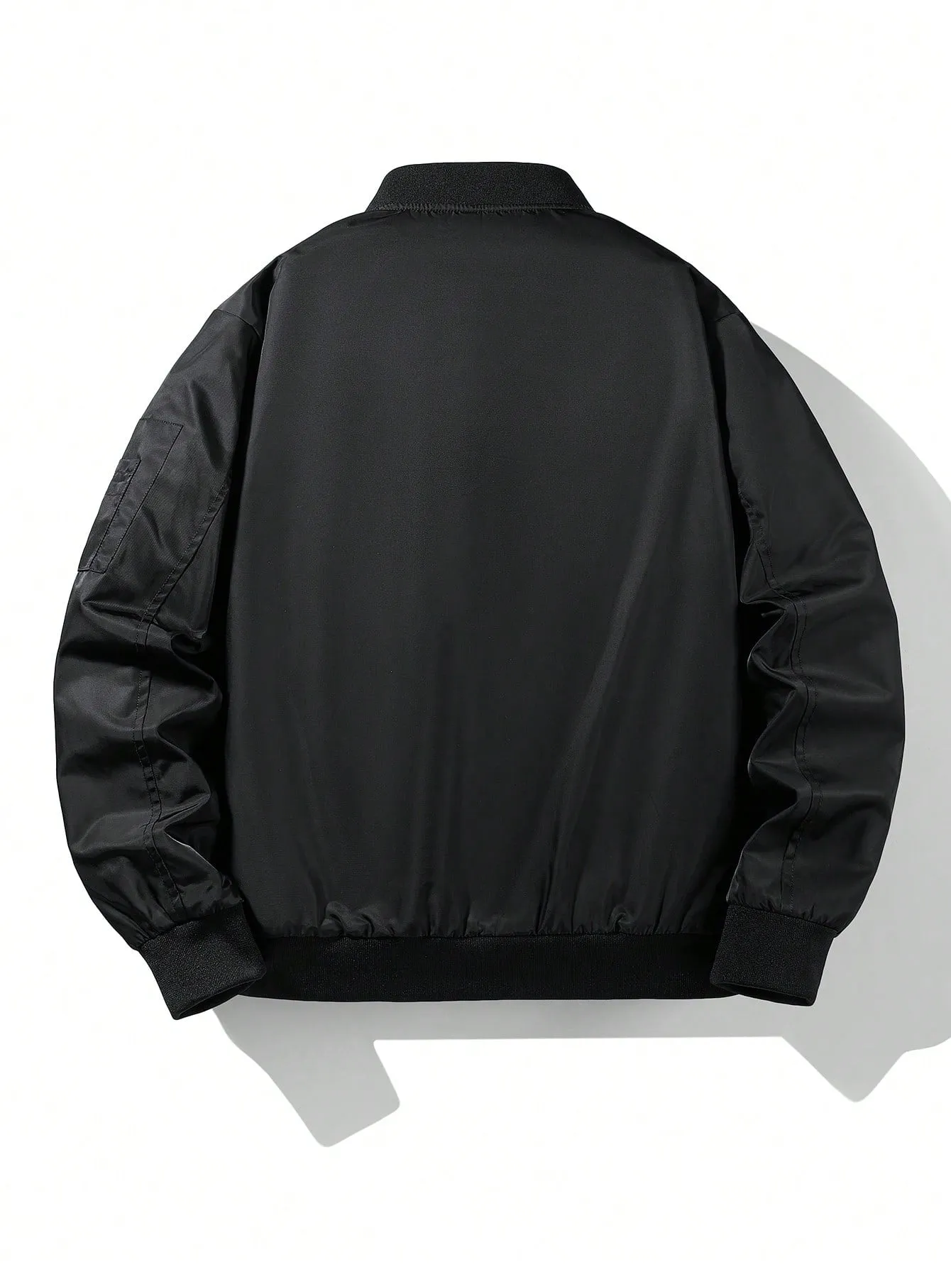 Men's Solid Color Baseball Collar Casual Retro Trendy New Bomber Jacket