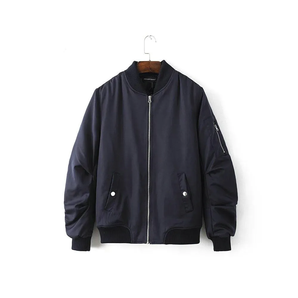 Mens Solid Flight Wine Red Bomber Jacket Men's Rib Sleeve Zipper Short Air Force Baseball Coats Clothing
