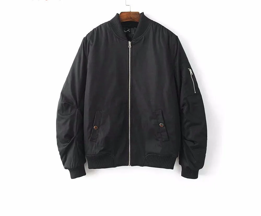 Mens Solid Flight Wine Red Bomber Jacket Men's Rib Sleeve Zipper Short Air Force Baseball Coats Clothing