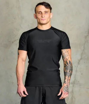 Men's Standard Black Short Sleeve Wrestling Rash Guard