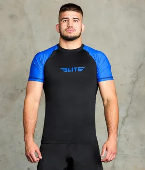 Men's Standard Blue Short Sleeve Wrestling Rash Guard