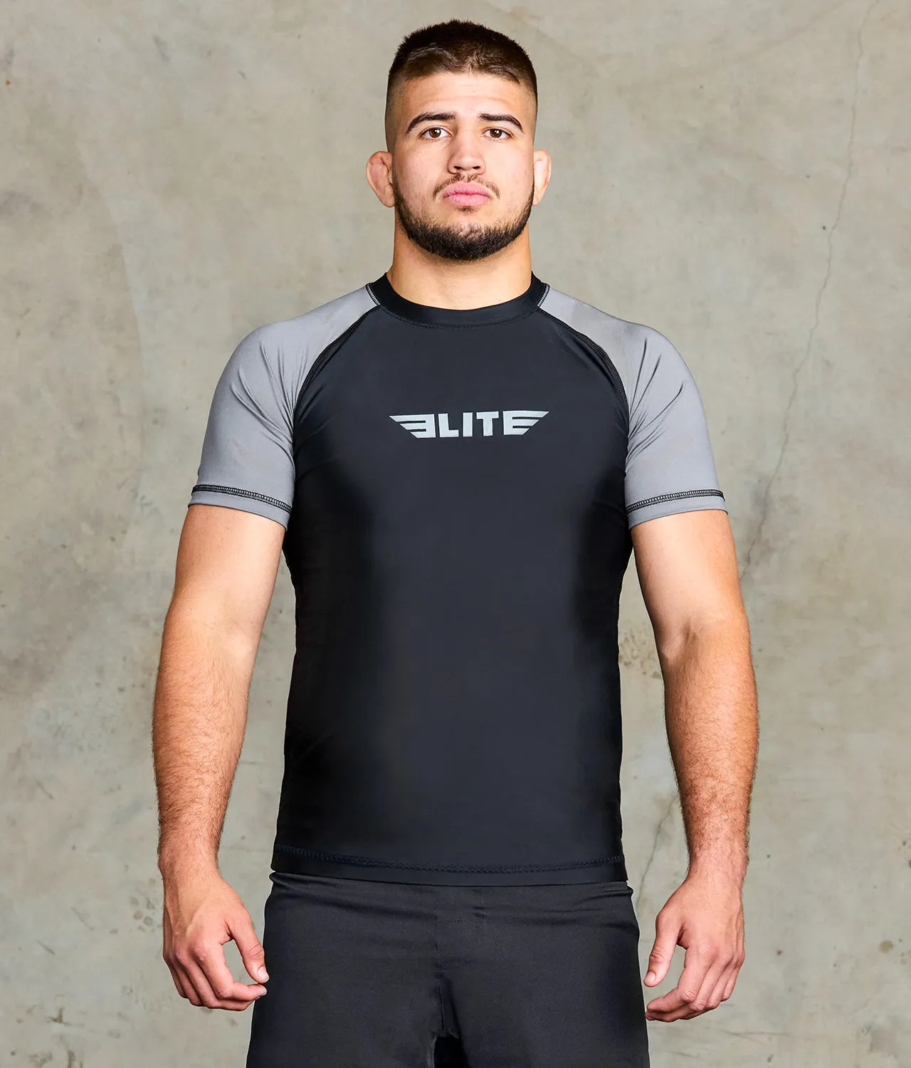 Men's Standard Gray Short Sleeve Wrestling Rash Guard