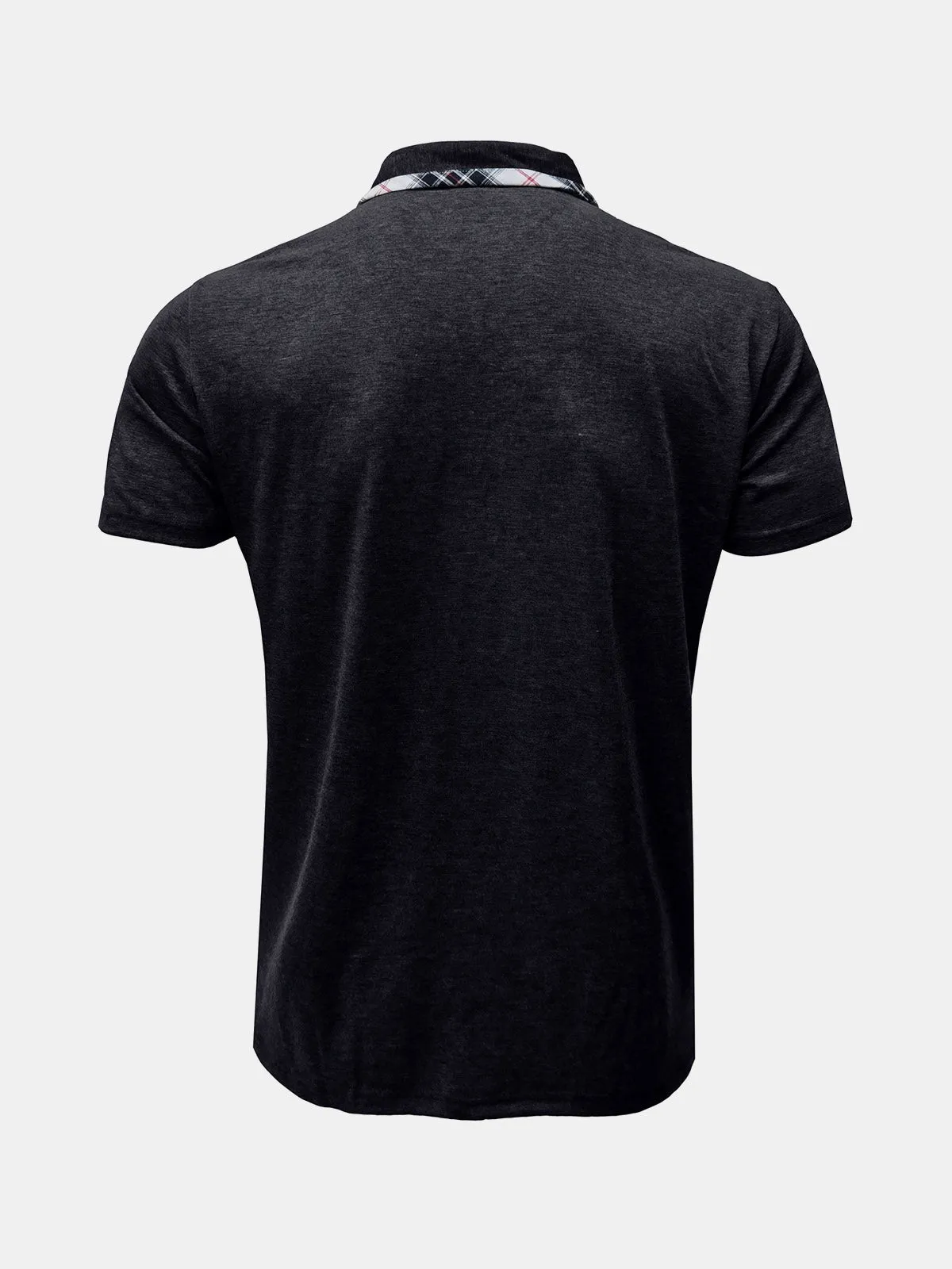 Men's Summer Casual Plaid Breathable Pocket Short Sleeve Polo Shirt
