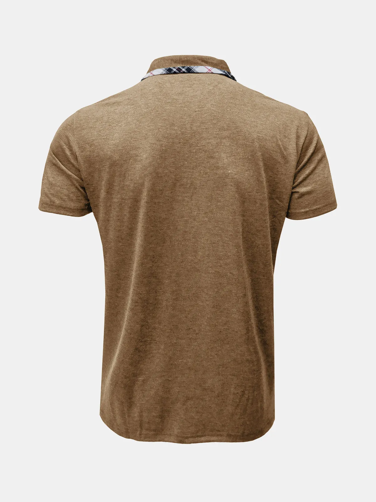 Men's Summer Casual Plaid Breathable Pocket Short Sleeve Polo Shirt
