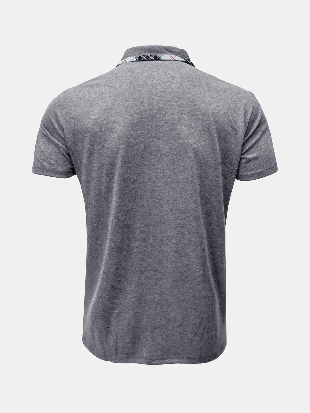 Men's Summer Casual Plaid Breathable Pocket Short Sleeve Polo Shirt