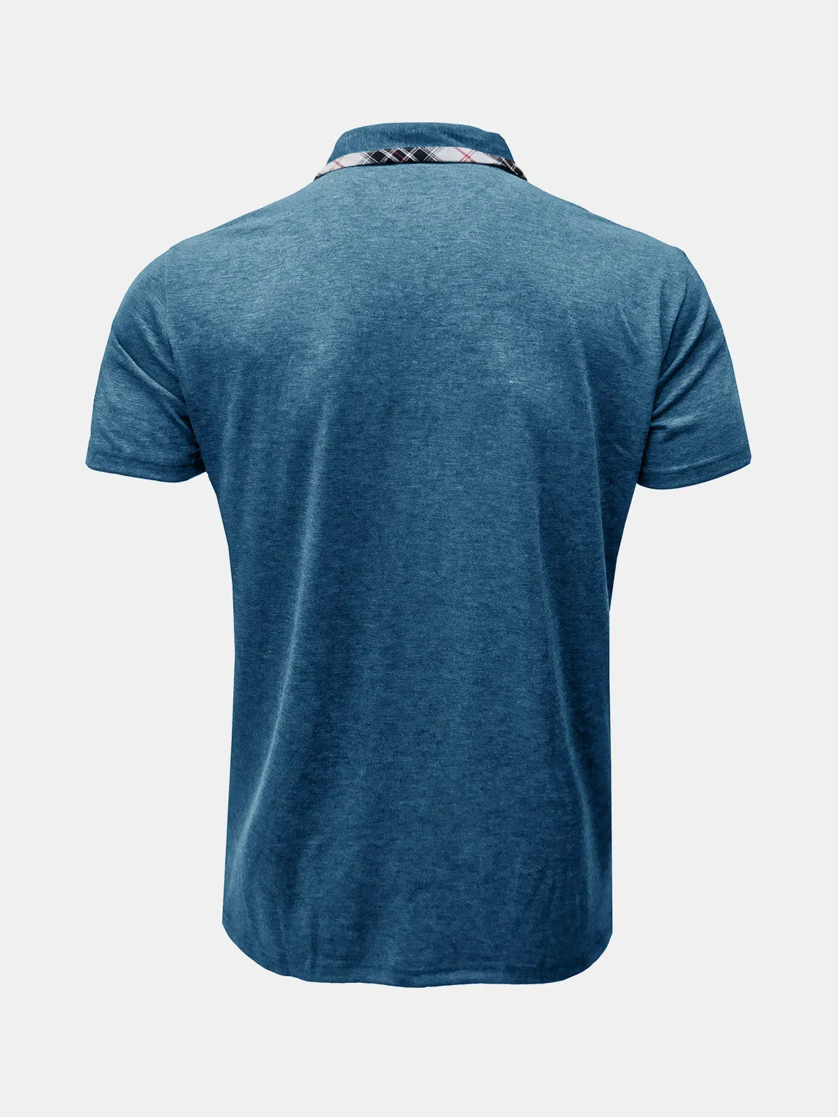 Men's Summer Casual Plaid Breathable Pocket Short Sleeve Polo Shirt