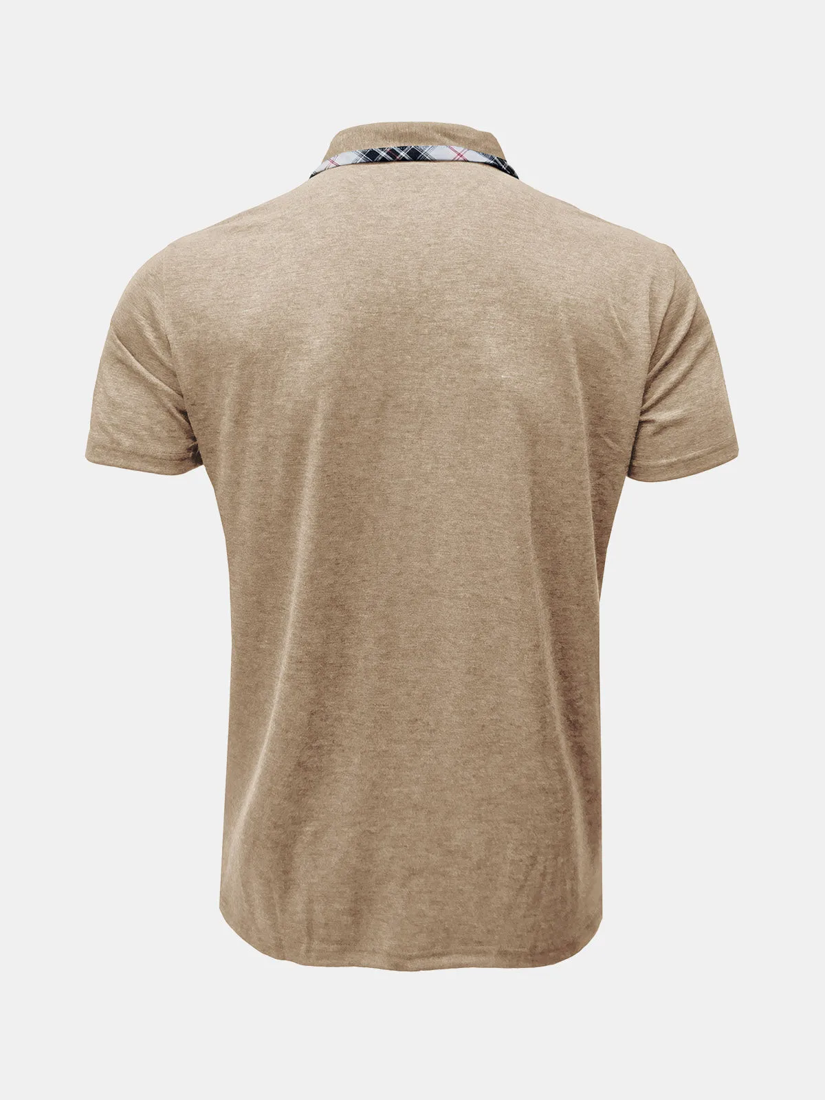 Men's Summer Casual Plaid Breathable Pocket Short Sleeve Polo Shirt