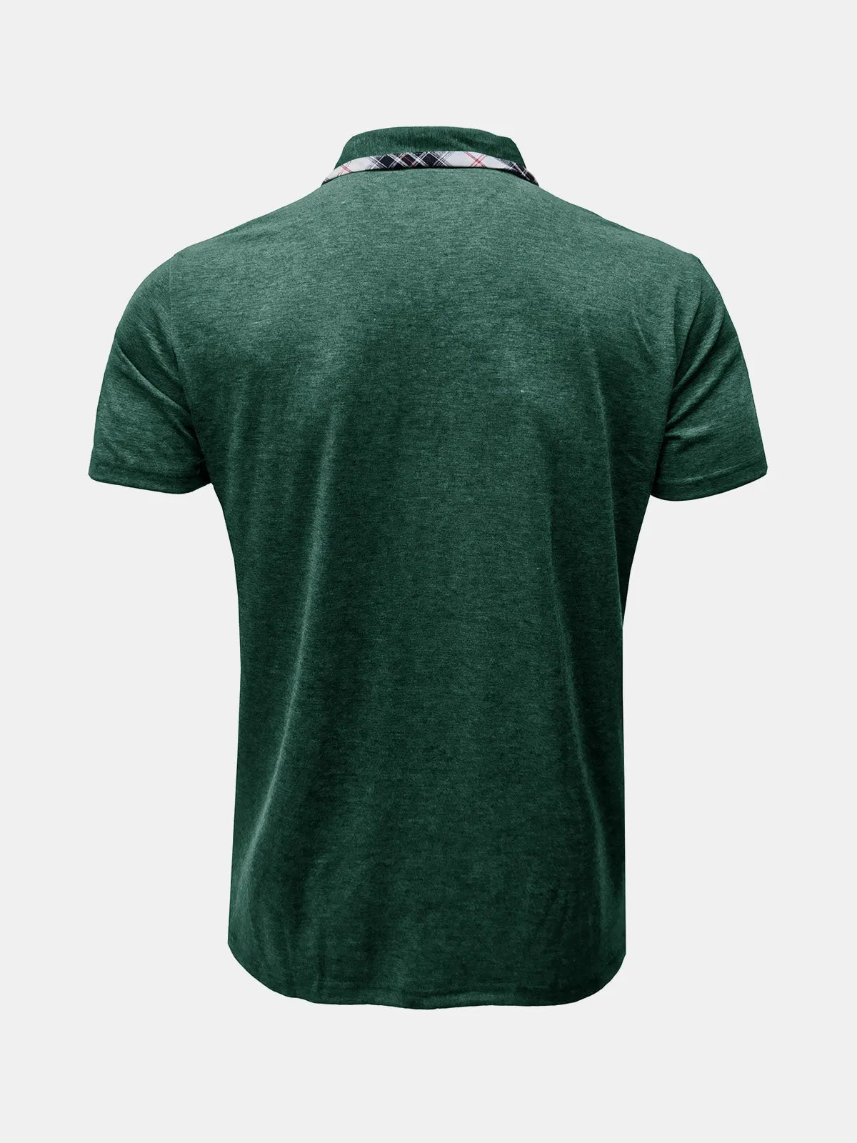 Men's Summer Casual Plaid Breathable Pocket Short Sleeve Polo Shirt